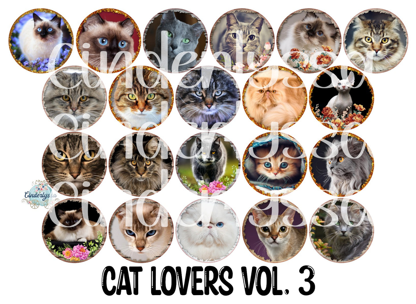 3.5 inch Round: Cat Lovers Vol. 3 for Cardstock Silicone Mold, NO MOLD INCLUDED for Aroma Bead Molds, Premium Cardstock Images