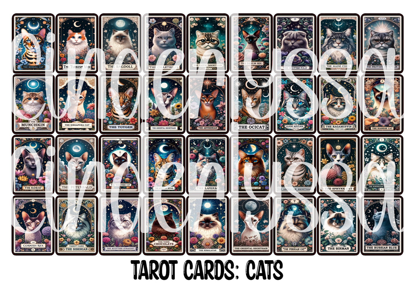 Tarot Cards: Cats Dual Cavity Cardstock Silicone Mold, Aroma Bead Molds, Premium Cardstock Images