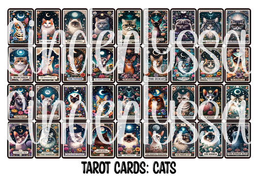 Tarot Cards: Cats Dual Cavity Cardstock Silicone Mold, Aroma Bead Molds, Premium Cardstock Images