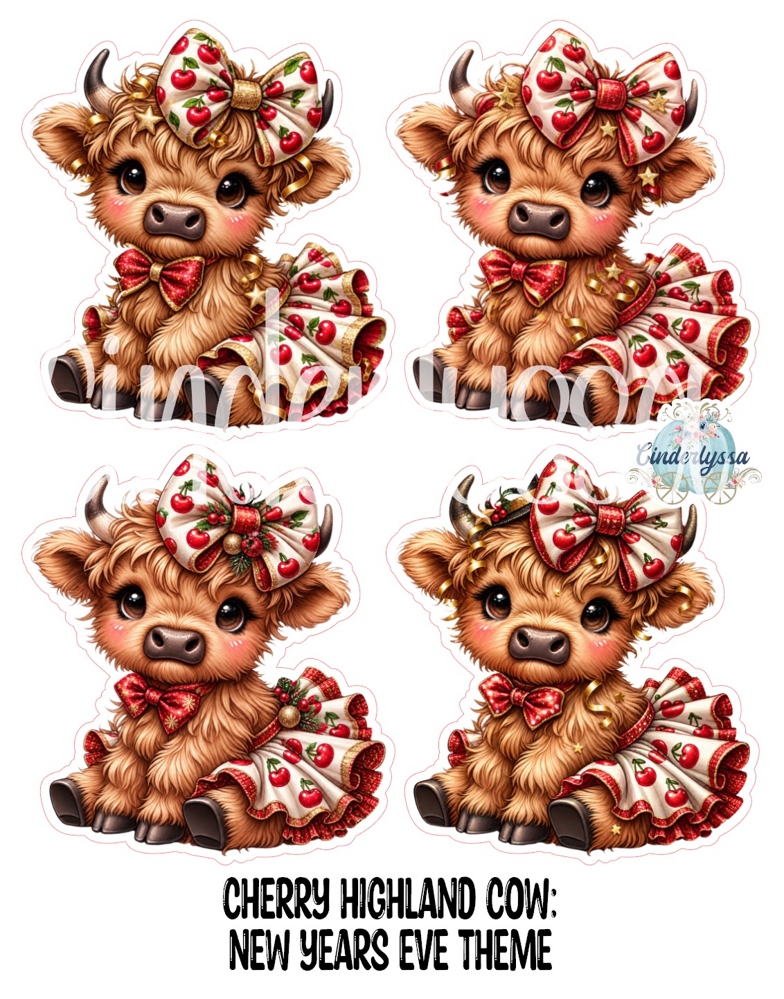 Cherry Highland Cow Theme Cardstock Silicone Mold, Aroma Bead Molds, Premium Cardstock Images