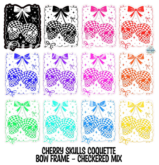 Cherry Skulls Coquette Bow Frame Cardstock Silicone Mold, Aroma Bead Molds, Premium Cardstock Images