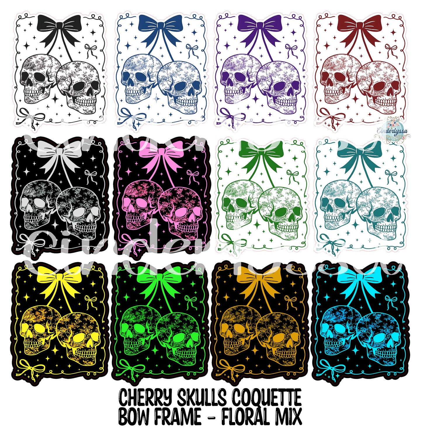 Cherry Skulls Coquette Bow Frame Cardstock Silicone Mold, Aroma Bead Molds, Premium Cardstock Images
