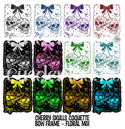Cherry Skulls Coquette Bow Frame Cardstock Silicone Mold, Aroma Bead Molds, Premium Cardstock Images