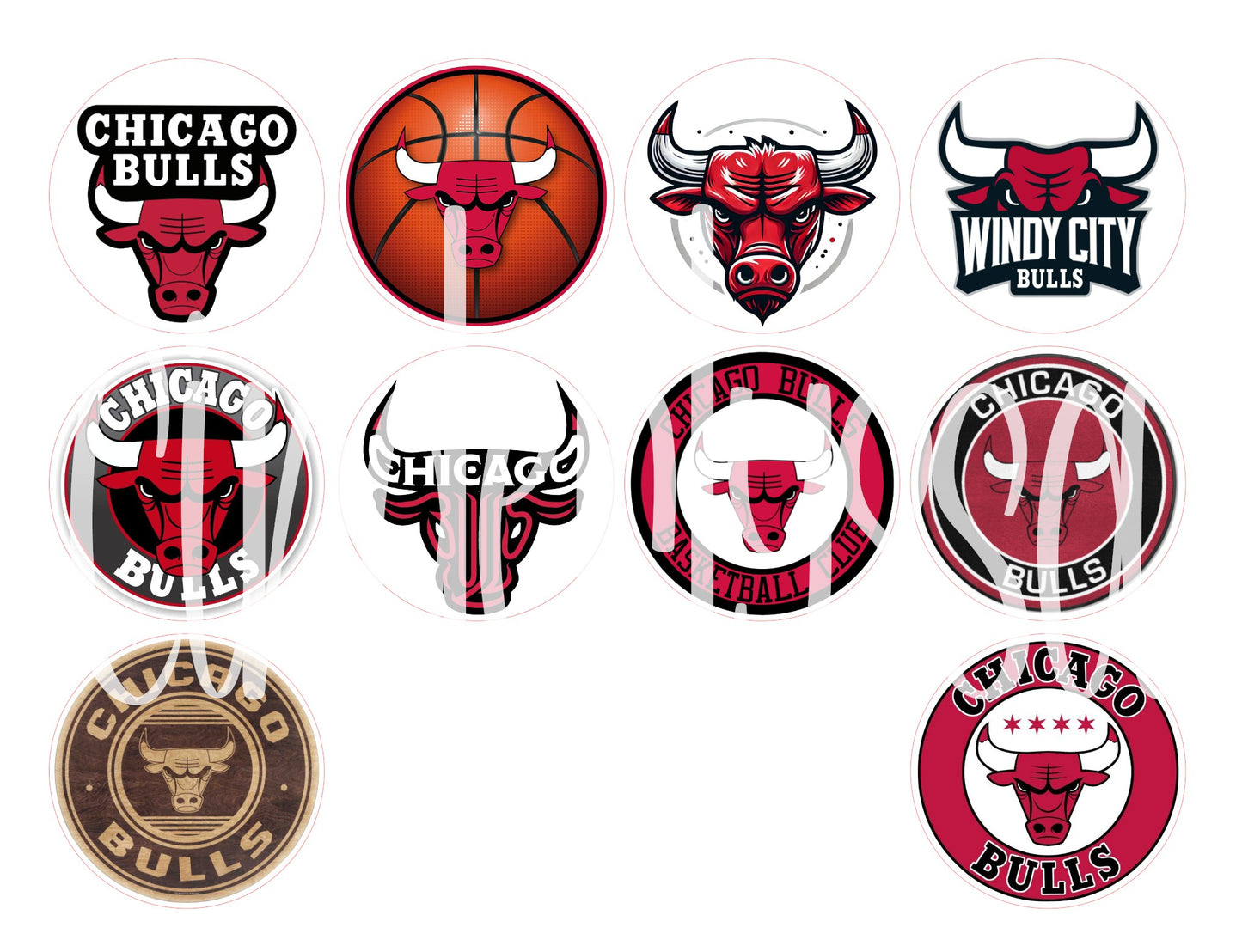 3 inch Round Chicago Bulls Cardstock Only for freshies: Aroma Bead Molds, Premium Cardstock Images