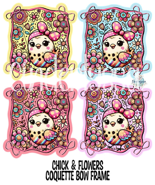 Chick & Flowers Coquette Bow Frame Cardstock Silicone Mold, Aroma Bead Molds, Premium Cardstock Images