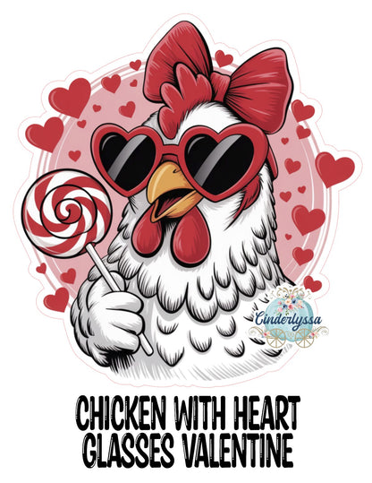 Chicken With Heart Glasses Valentine Cardstock Silicone Mold, Aroma Bead Molds, Premium Cardstock Images