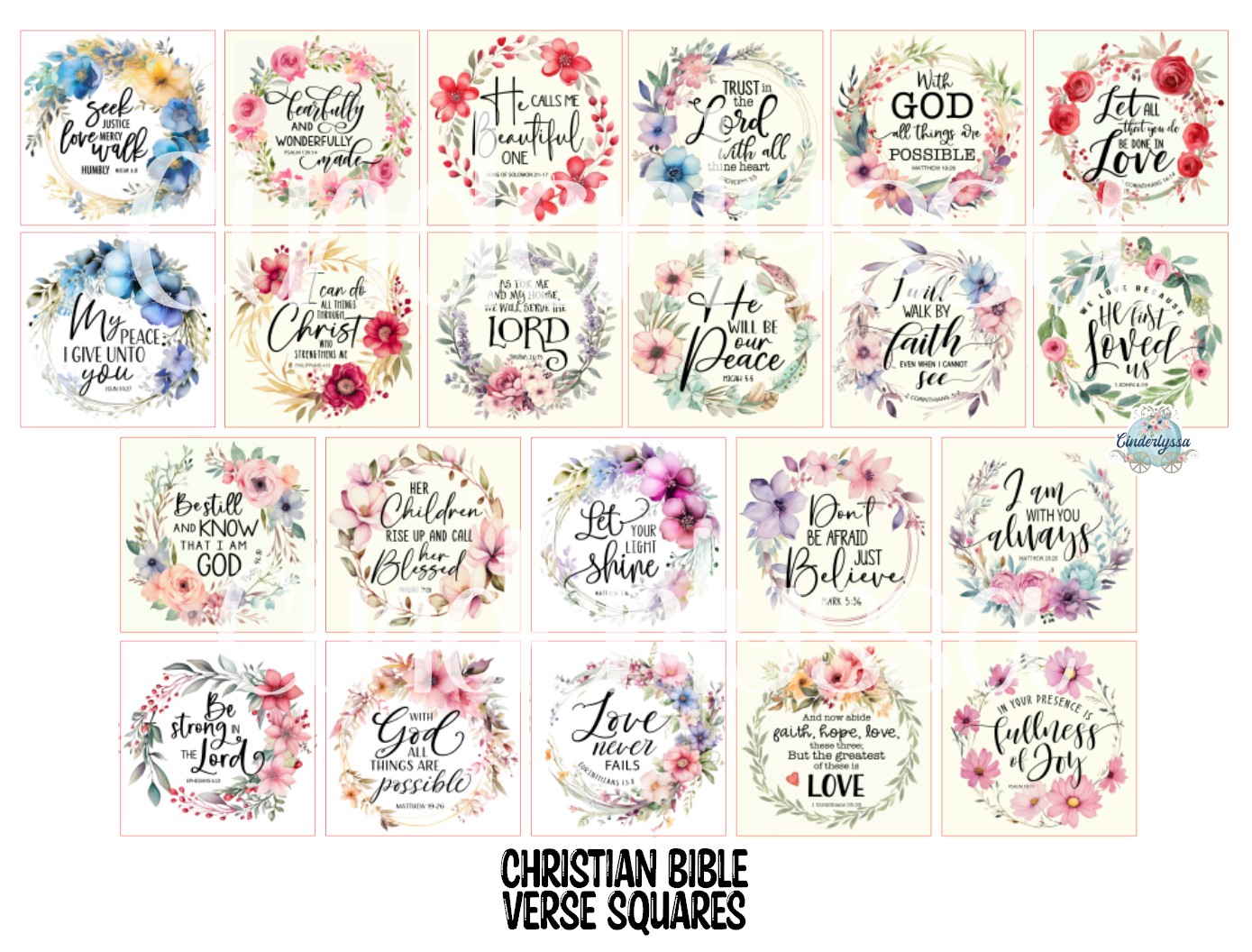 3 inch Square Christian Bible Verse Cardstock Only for freshies - NO MOLD: Cardstock Silicone Mold, Premium Cardstock Image