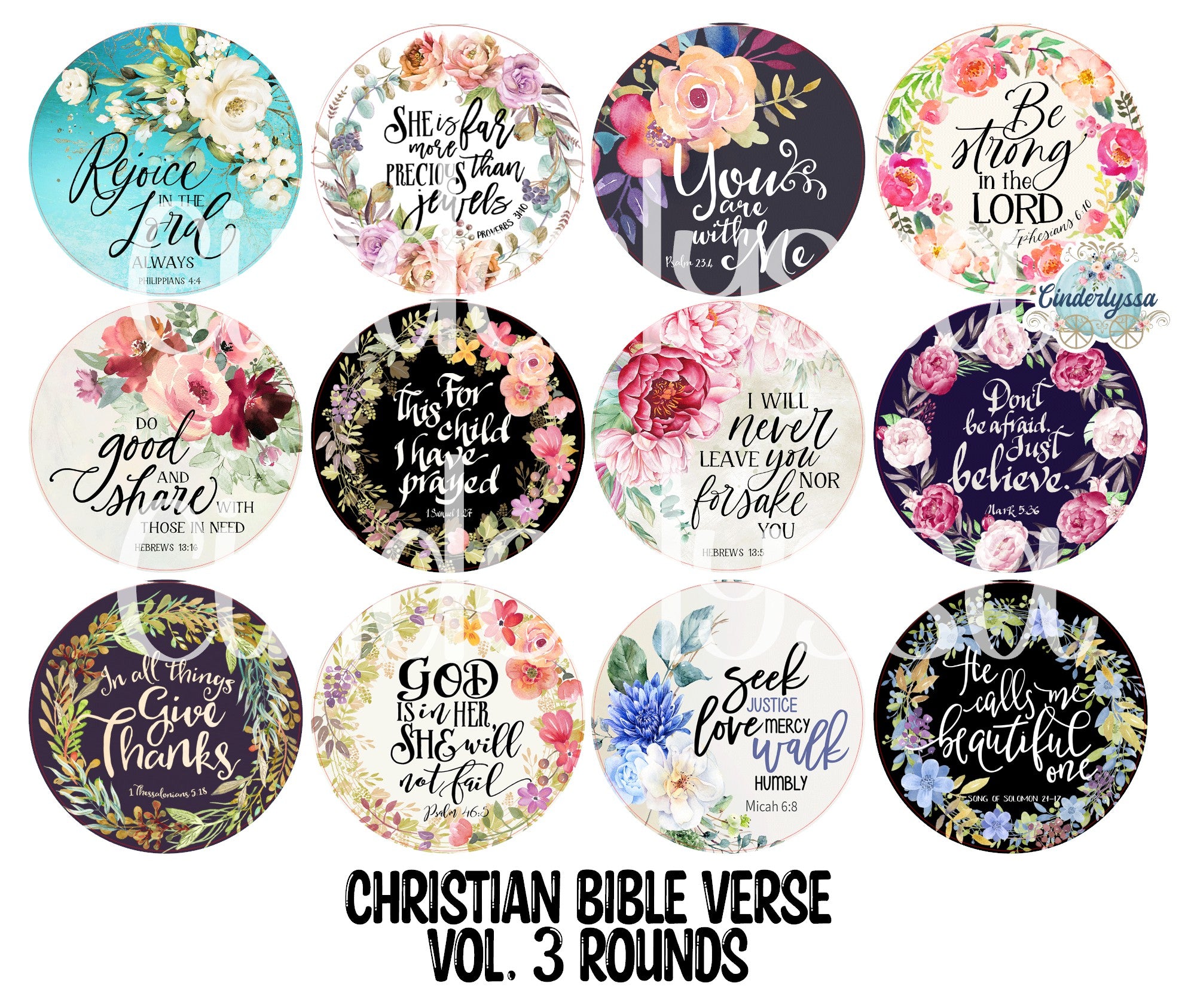 2.5 inch Round Christian Bible Verse Vol. 3 Cardstock Only for freshie ...