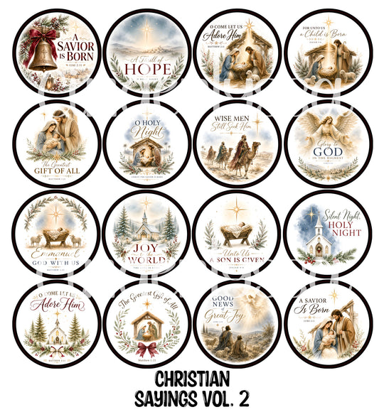 Christian Sayings Vol. 2 Rounds Cardstock Only for freshies - NO MOLD for Aroma Bead Molds, Premium Cardstock Images