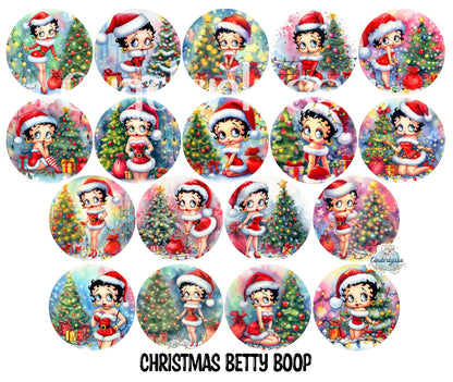 3.75 inch Round: Christmas Betty Boop for Cardstock Silicone Mold, for Aroma Bead Molds, Premium Cardstock Images