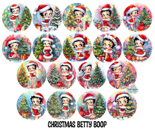 3.75 inch Round: Christmas Betty Boop for Cardstock Silicone Mold, for Aroma Bead Molds, Premium Cardstock Images