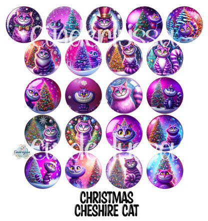 3.75 inch Round: Christmas Cheshire Cat for Cardstock Silicone Mold, for Aroma Bead Molds, Premium Cardstock Images