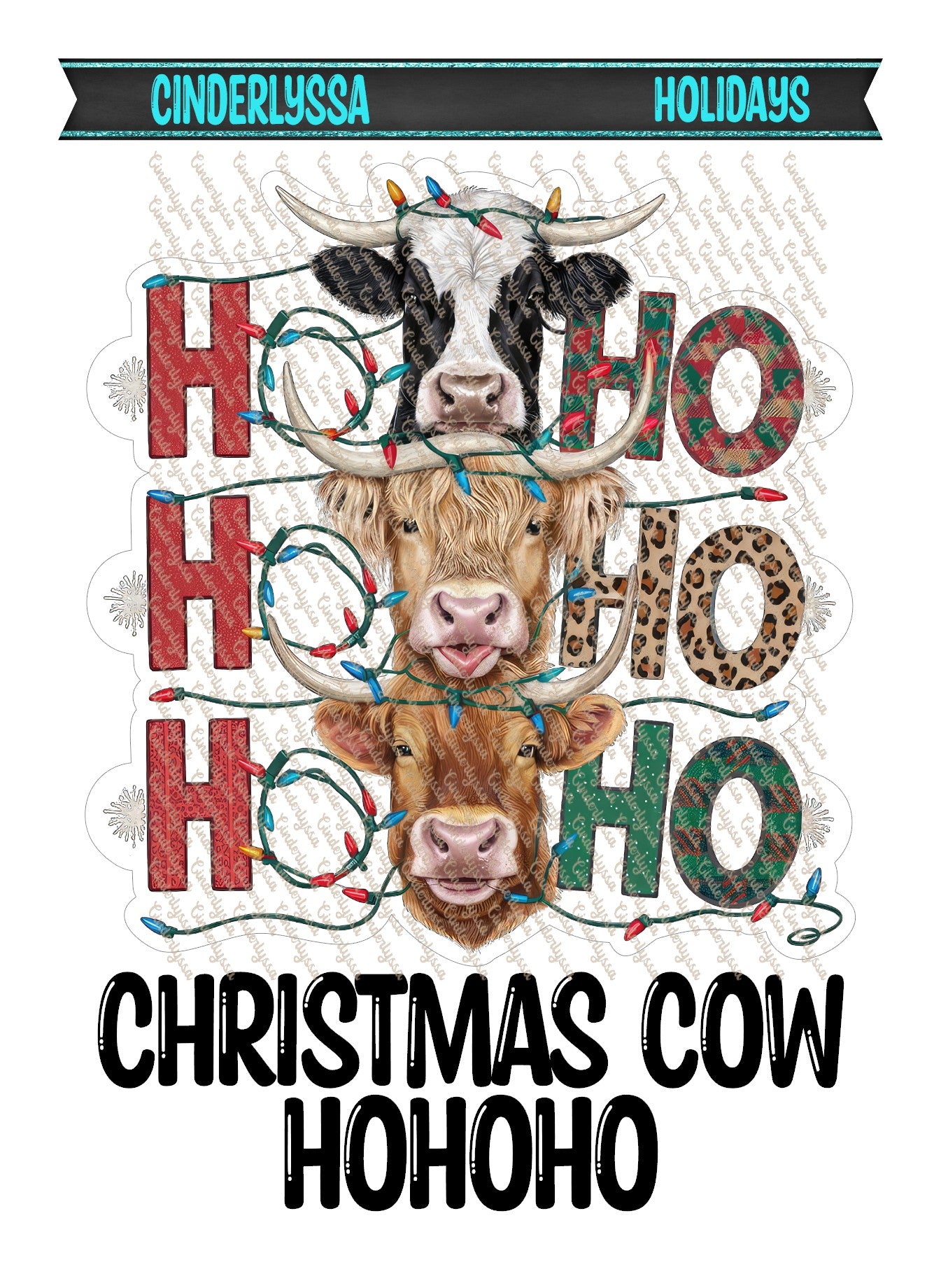 Christmas Cows HoHoHo Cardstock Silicone Mold, Aroma Bead Molds, Premium Cardstock Images