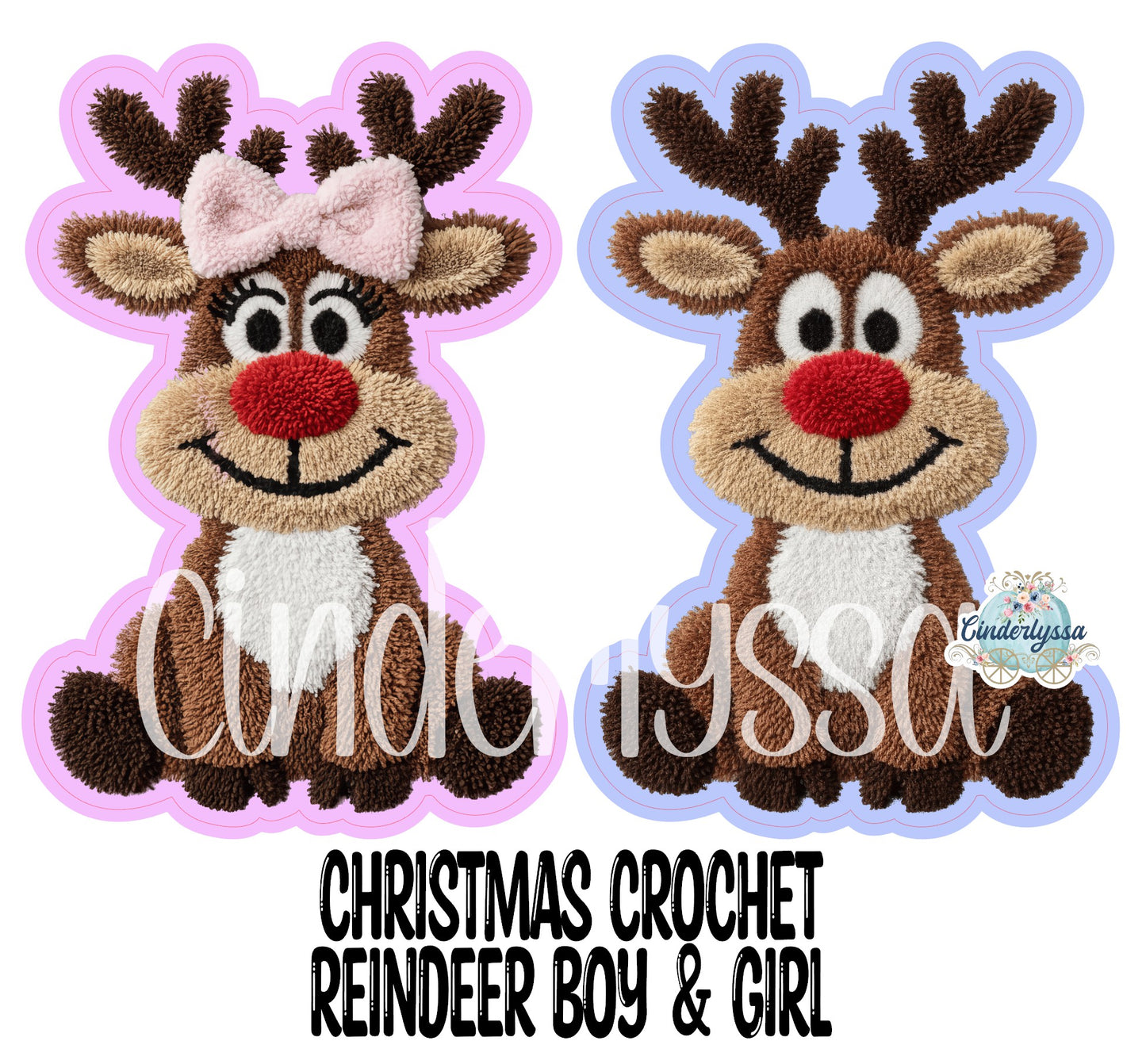 Christmas Crochet Reindeer Boy & Girl Cardstock Silicone Mold, Aroma Bead Molds, Premium Cardstock Images