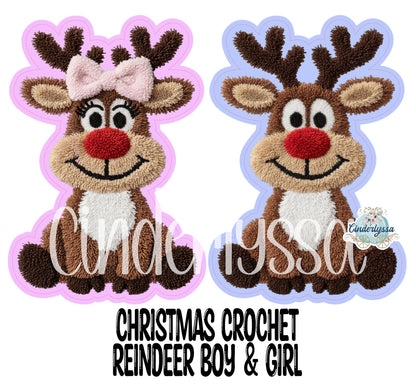 Christmas Crochet Reindeer Boy & Girl Cardstock Silicone Mold, Aroma Bead Molds, Premium Cardstock Images