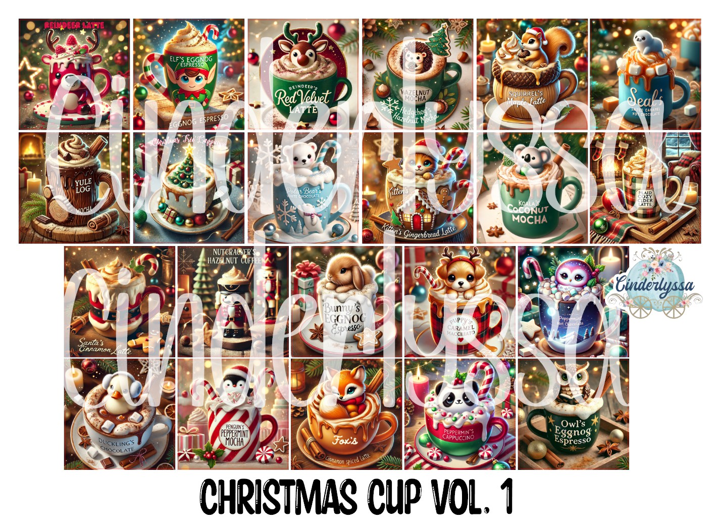 2.5 inch Square Christmas Cup Vol. 1 Cardstock Only for freshies - NO MOLD: Cardstock Silicone Mold, for Aroma Bead Molds, Premium Cardstock Image