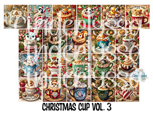 2.5 inch Square Christmas Cup Vol. 3 Cardstock Only for freshies - NO MOLD: Cardstock Silicone Mold, for Aroma Bead Molds, Premium Cardstock Images