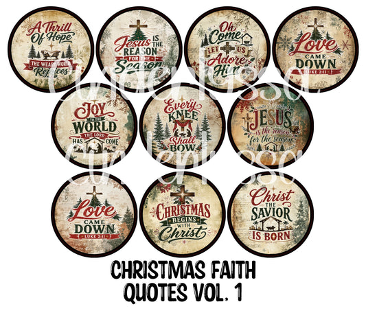 Christmas Faith Quotes Vol. 1 Rounds Cardstock Only for freshies - NO MOLD for Aroma Bead Molds, Premium Cardstock Images