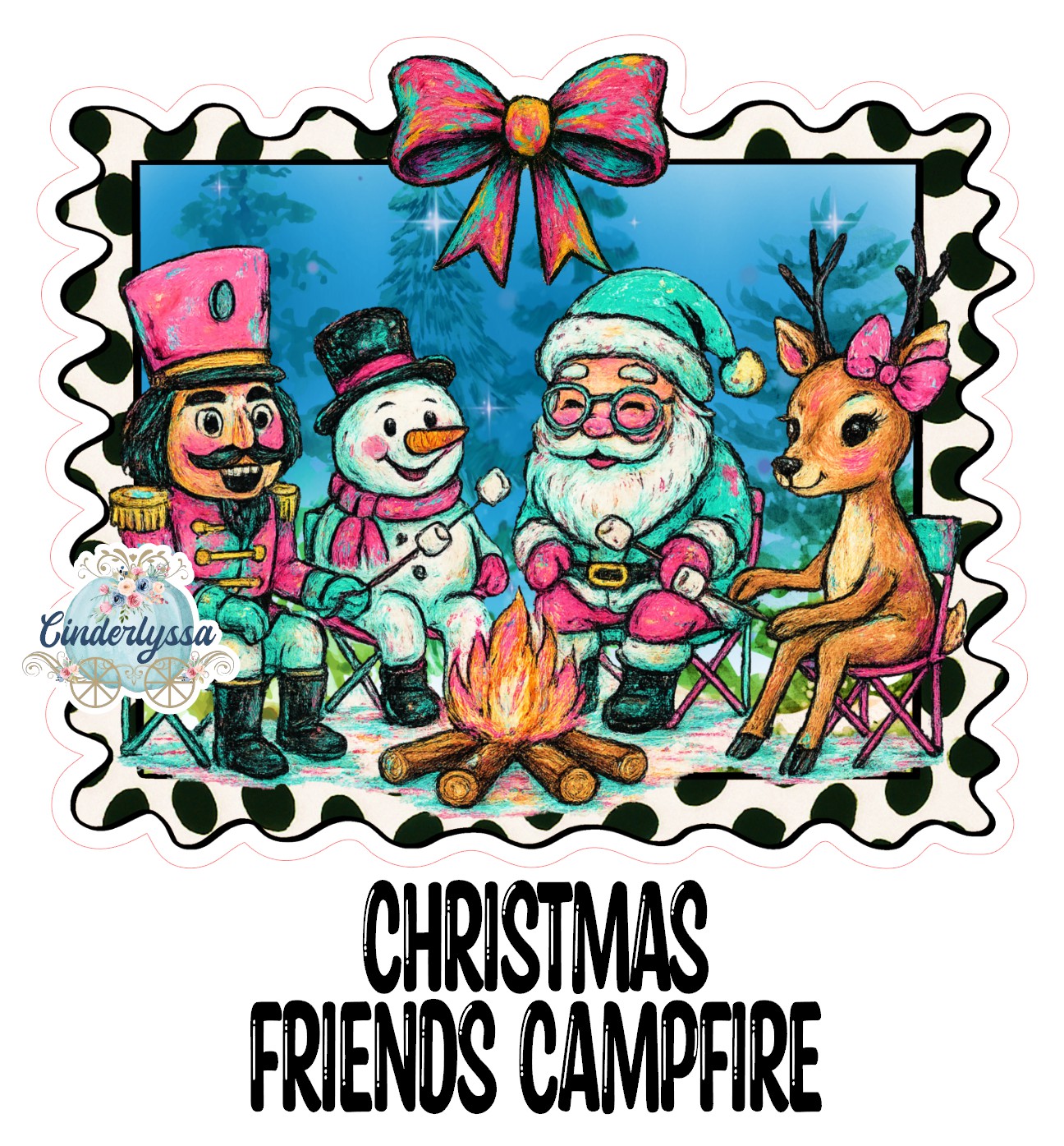 Christmas Friends Campfire Cardstock Silicone Mold, Aroma Bead Molds, Premium Cardstock Images