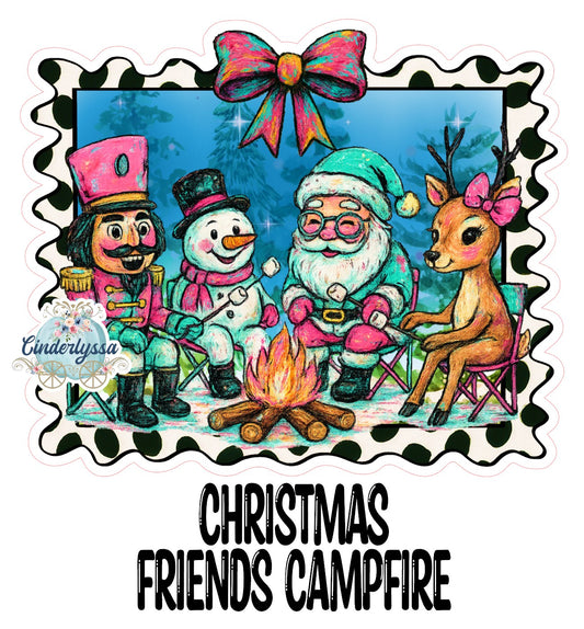 Christmas Friends Campfire Cardstock Silicone Mold, Aroma Bead Molds, Premium Cardstock Images