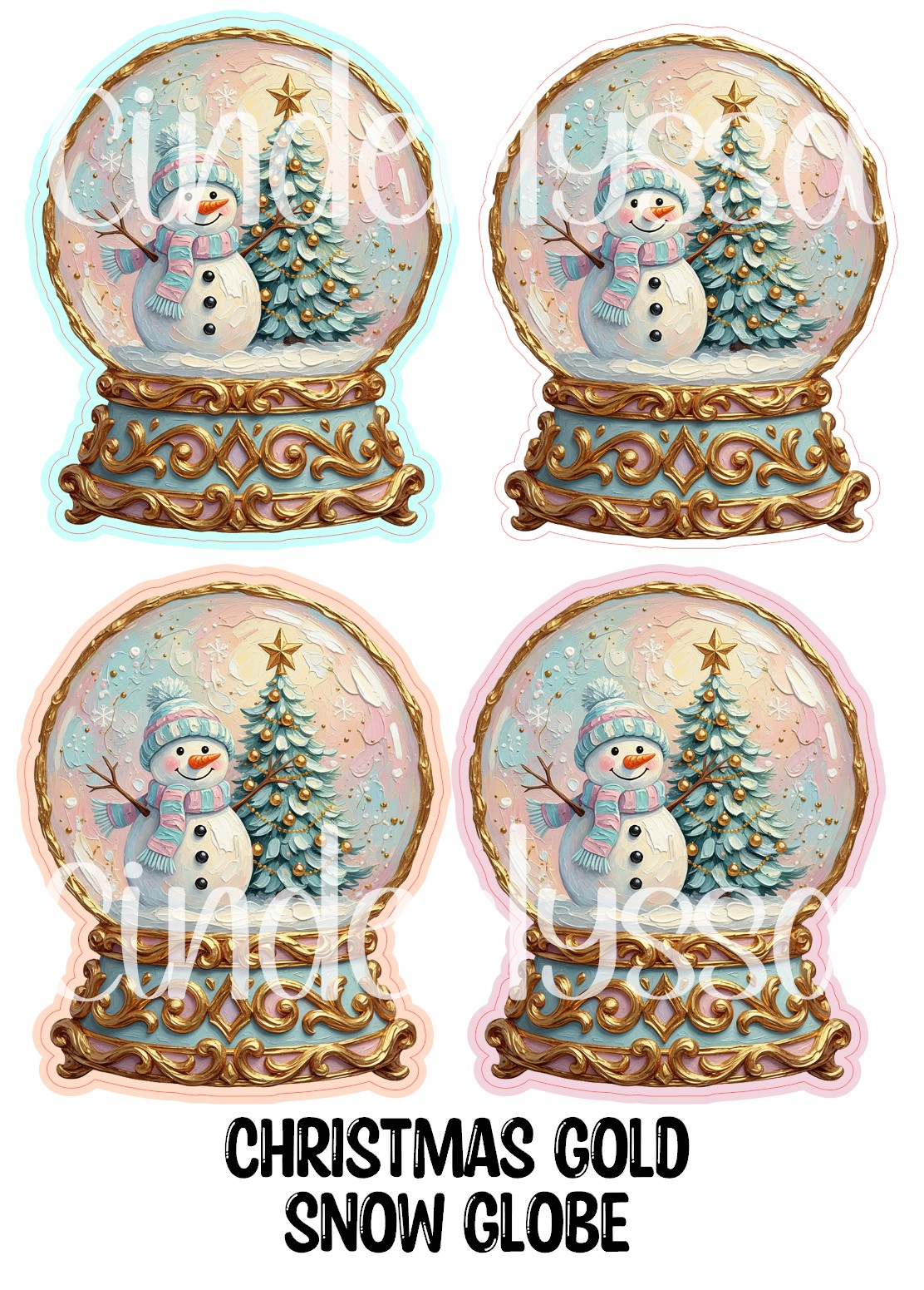Christmas Gold Snow Globe Cardstock Silicone Mold, Aroma Bead Molds, Premium Cardstock Images