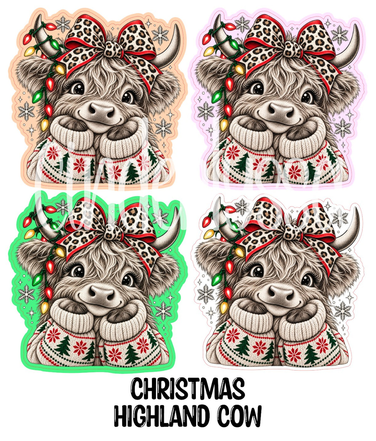 Christmas Highland Cow Cardstock Silicone Mold, Aroma Bead Molds, Premium Cardstock Images