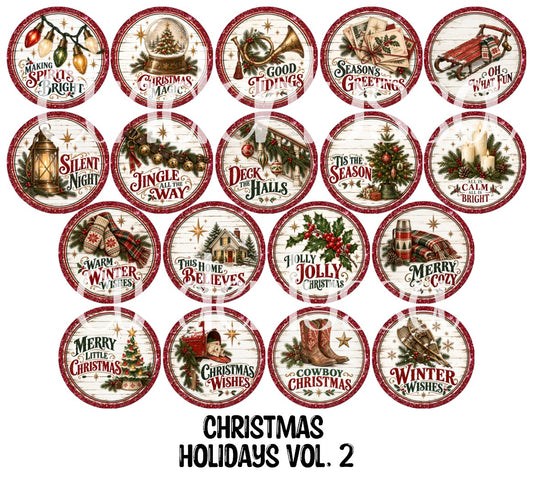 Christmas Holidays Vol. 2 Rounds Cardstock Only for freshies - NO MOLD for Aroma Bead Molds, Premium Cardstock Images
