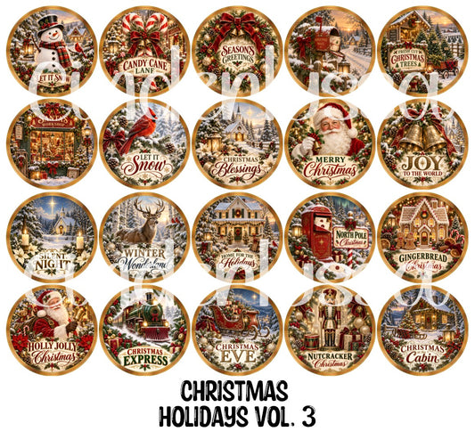 Christmas Holidays Vol. 3 Rounds Cardstock Only for freshies - NO MOLD for Aroma Bead Molds, Premium Cardstock Images
