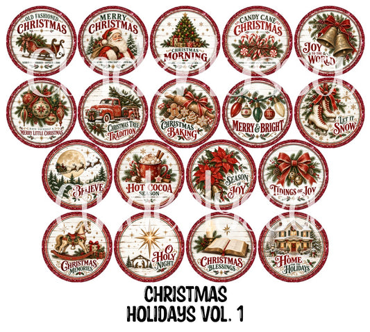 Christmas Holidays Vol. 1 Rounds Cardstock Only for freshies - NO MOLD for Aroma Bead Molds, Premium Cardstock Images