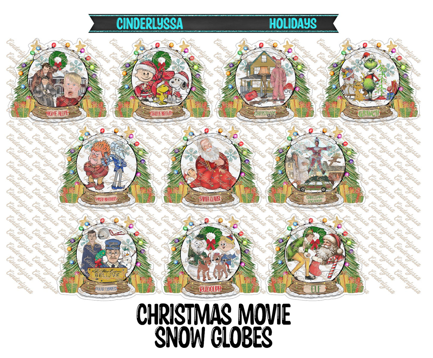 Christmas Movie Snow Globes Cardstock Silicone Mold, Aroma Bead Molds, Premium Cardstock Images