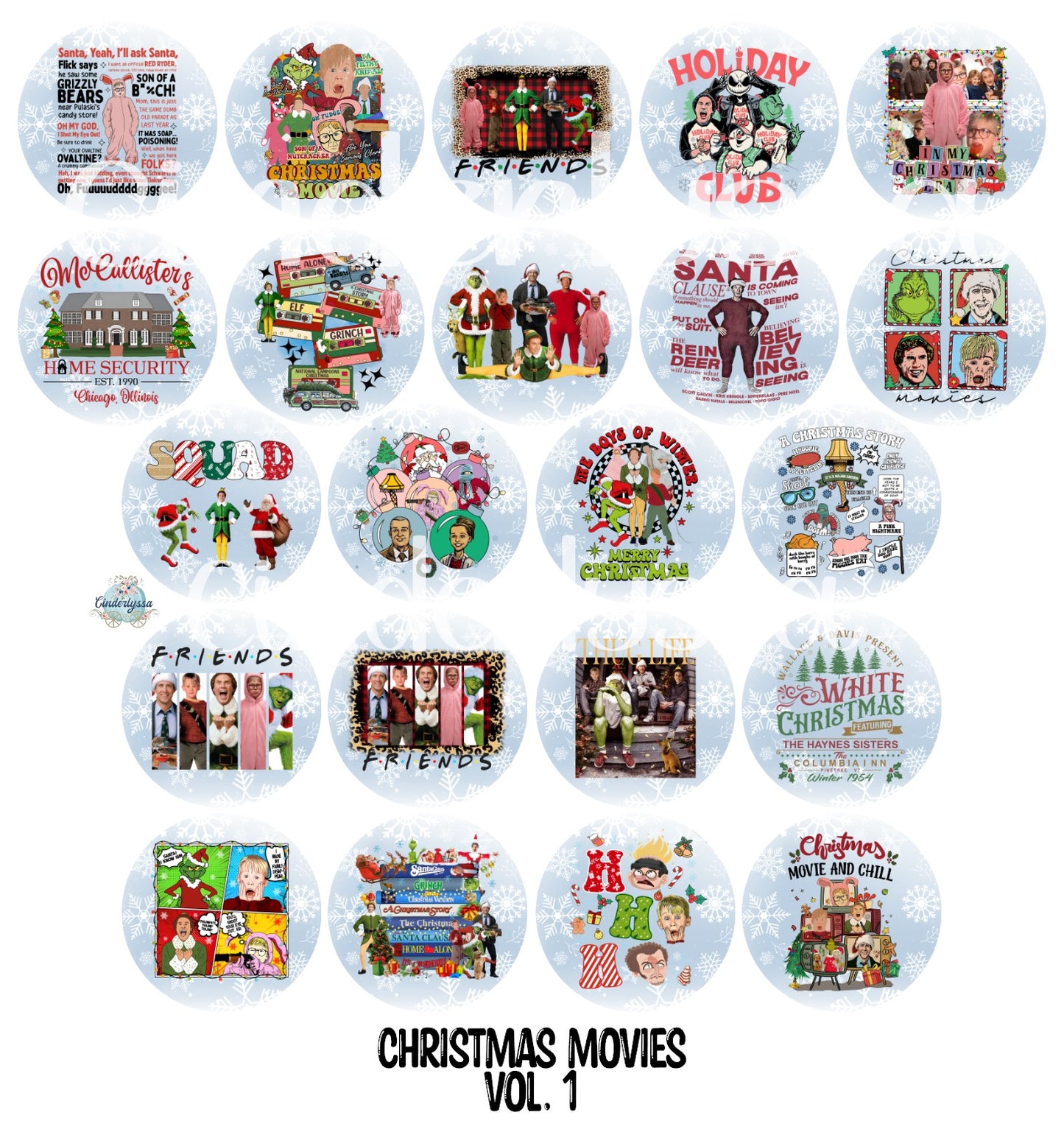 3 inch Round Christmas Movies Vol. 1 Cardstock Only for freshies - NO MOLD for Aroma Bead Molds, Premium Cardstock Images