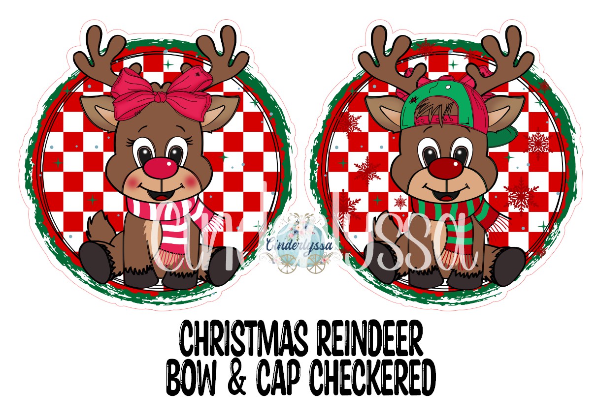 Christmas Reindeer Bow and Cap Red Checkered Cardstock Silicone Mold, Aroma Bead Molds, Premium Cardstock Images