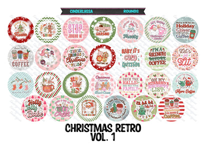 3.75 inch Round: Christmas Retro Vol. 1 for Cardstock Silicone Mold, for Aroma Bead Molds, Premium Cardstock Images