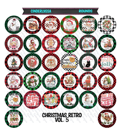 3.75 inch Round: Christmas Retro Vol. 5 for Cardstock Silicone Mold, for Aroma Bead Molds, Premium Cardstock Images