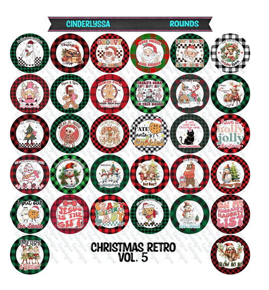 3.75 inch Round: Christmas Retro Vol. 5 for Cardstock Silicone Mold, for Aroma Bead Molds, Premium Cardstock Images