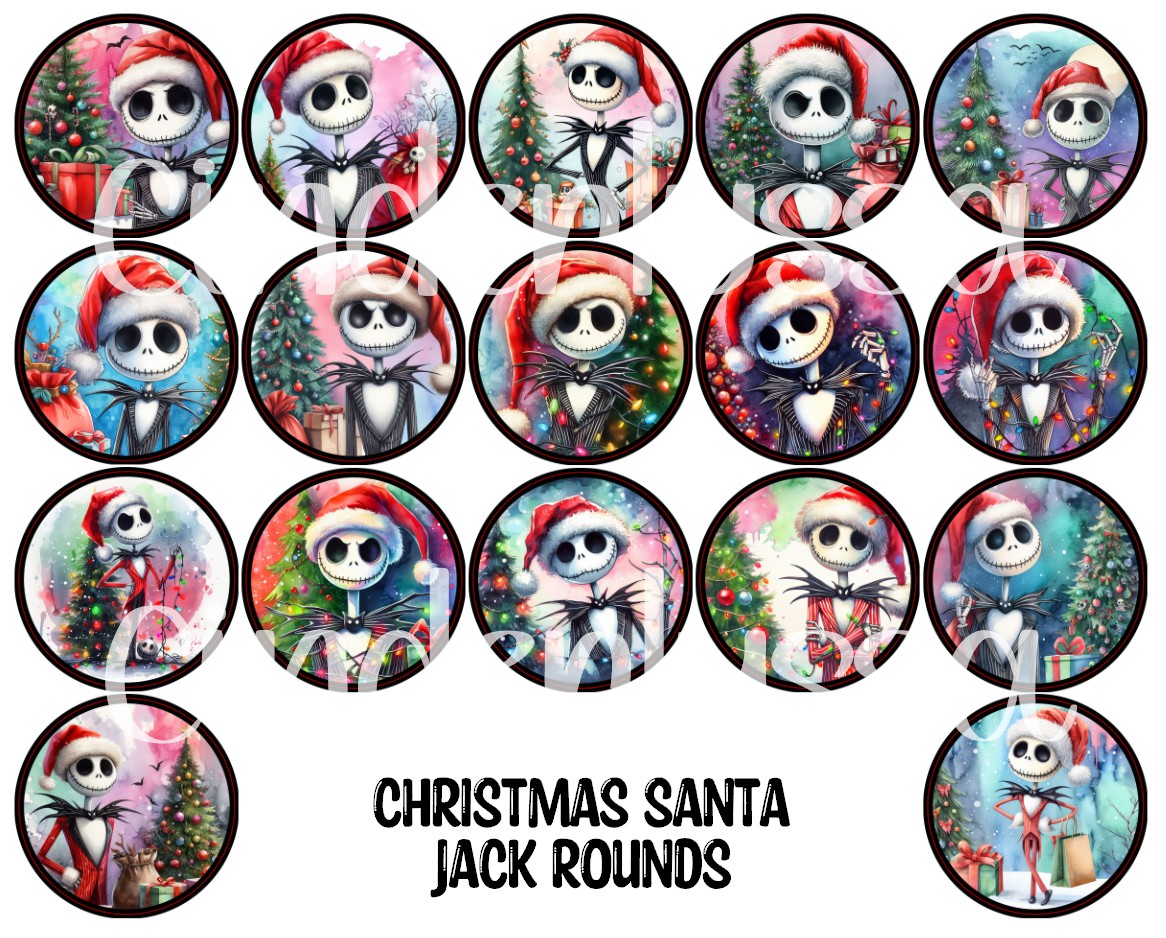 Christmas Santa Jack Rounds Cardstock Only for freshies - NO MOLD for Aroma Bead Molds, Premium Cardstock Images
