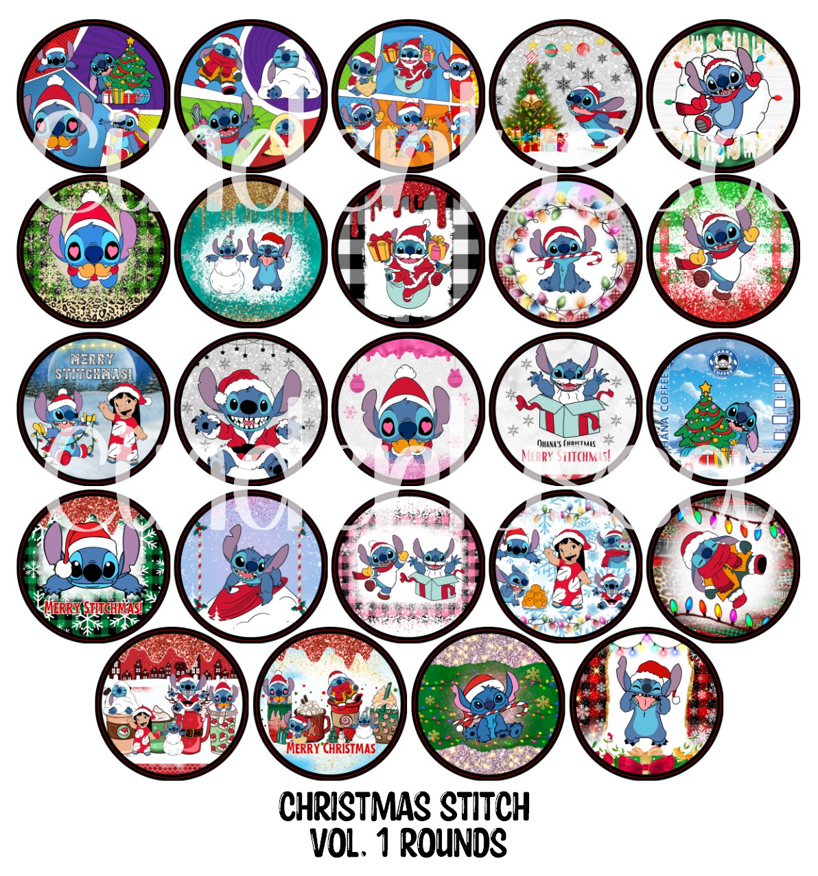 Christmas Stitch Vol. 1 Rounds Cardstock Only for freshies - NO MOLD for Aroma Bead Molds, Premium Cardstock Images
