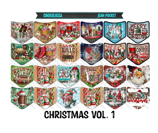 Christmas Vol. 1 - Jean Pocket Cardstock Image Inserts for Cardstock Silicone Mold, Aroma Bead Molds