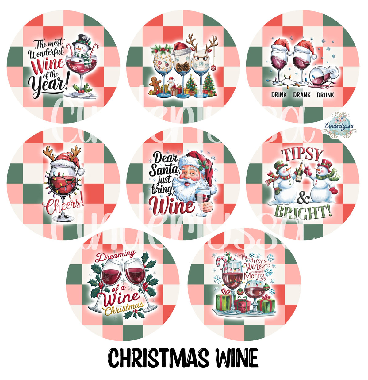 2.5 inch Round Christmas Wine Cardstock Only -NO MOLD for Cardstock Silicone Mold, Premium Cardstock Images