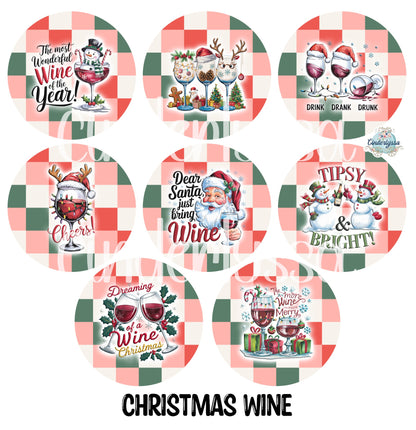 3.75 inch Round Christmas Wine for Cardstock Silicone Mold, for Aroma Bead Molds, Premium Cardstock Images