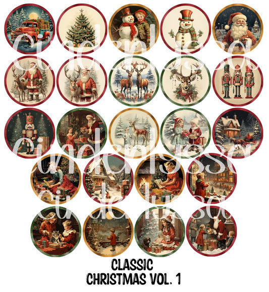 Classic Christmas Vol. 1 Rounds Cardstock Only for freshies - NO MOLD for Aroma Bead Molds, Premium Cardstock Images
