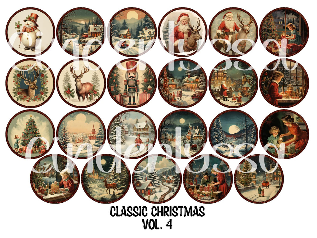 Classic Christmas Vol. 4 Rounds Cardstock Only for freshies - NO MOLD for Aroma Bead Molds, Premium Cardstock Images