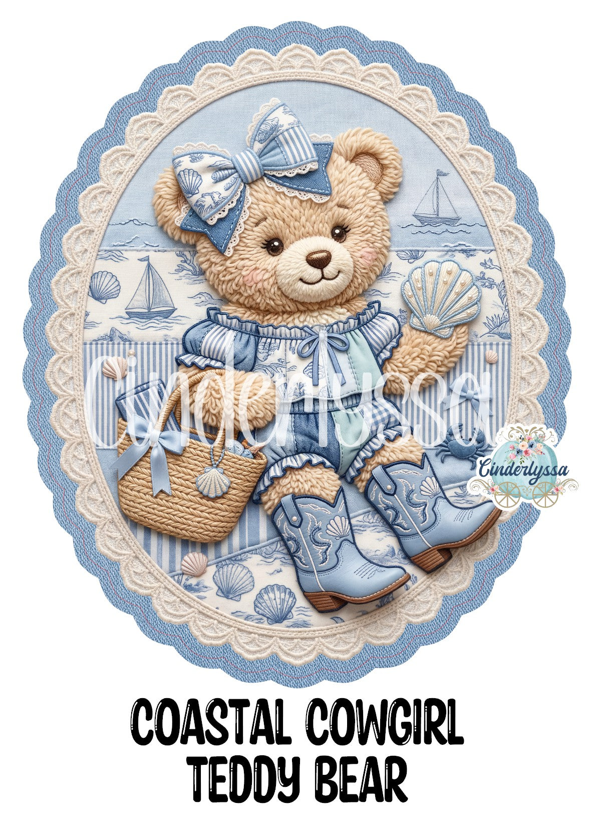 Coastal Cowgirl Teddy Bear Cardstock Silicone Mold, Aroma Bead Molds, Premium Cardstock Images
