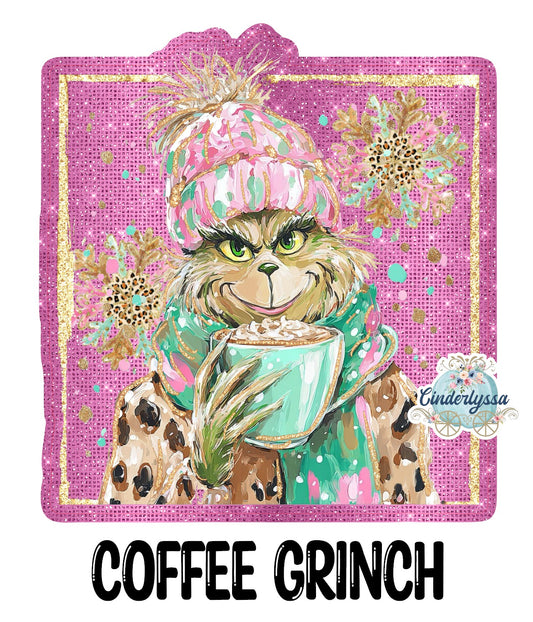 Coffee Grinch Cardstock Silicone Mold, Aroma Bead Molds, Car Freshies, Premium Cardstock Images
