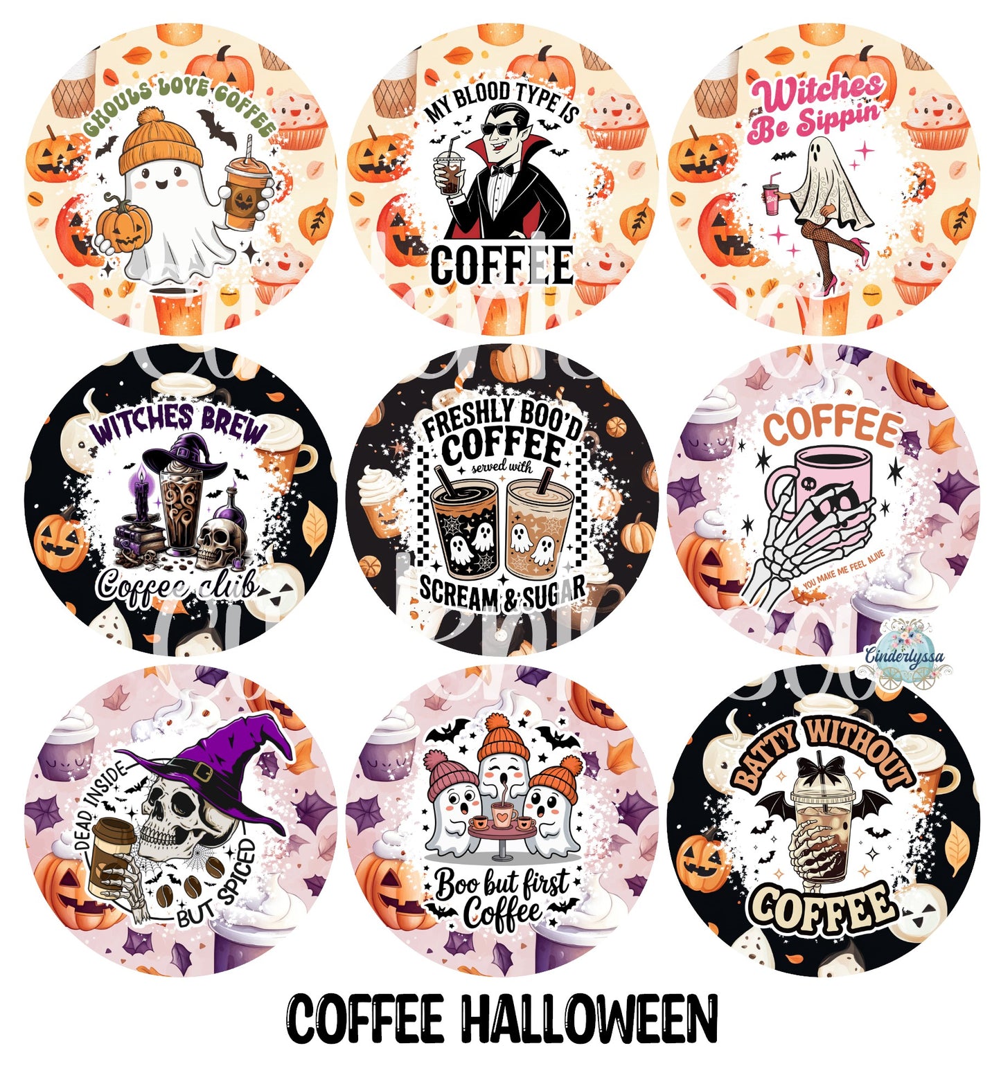 3.75 inch Round Coffee Halloween for Cardstock Silicone Mold, for Aroma Bead Molds, Premium Cardstock Images