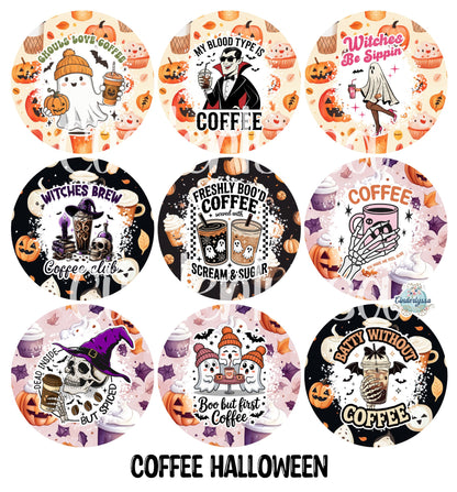 3.75 inch Round Coffee Halloween for Cardstock Silicone Mold, for Aroma Bead Molds, Premium Cardstock Images