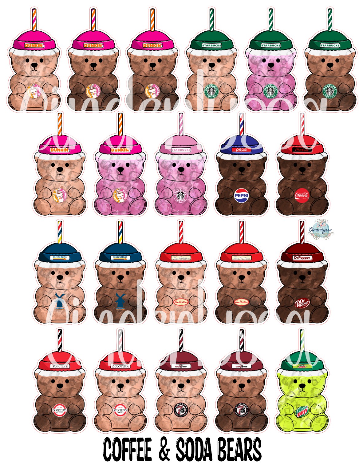 Coffee & Soda Bears Cardstock Silicone Mold, Aroma Bead Molds, Car Freshies, Premium Cardstock Images