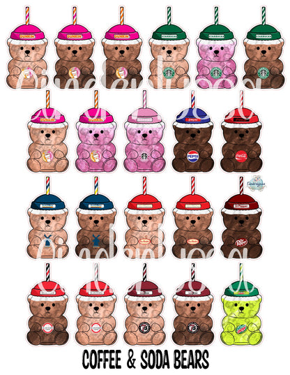 Coffee & Soda Bears Cardstock Silicone Mold, Aroma Bead Molds, Car Freshies, Premium Cardstock Images