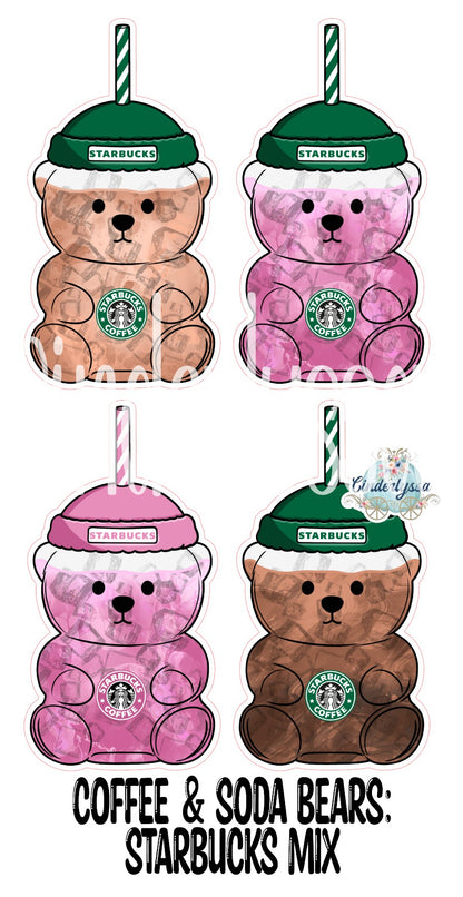 Coffee & Soda Bears Cardstock Silicone Mold, Aroma Bead Molds, Car Freshies, Premium Cardstock Images