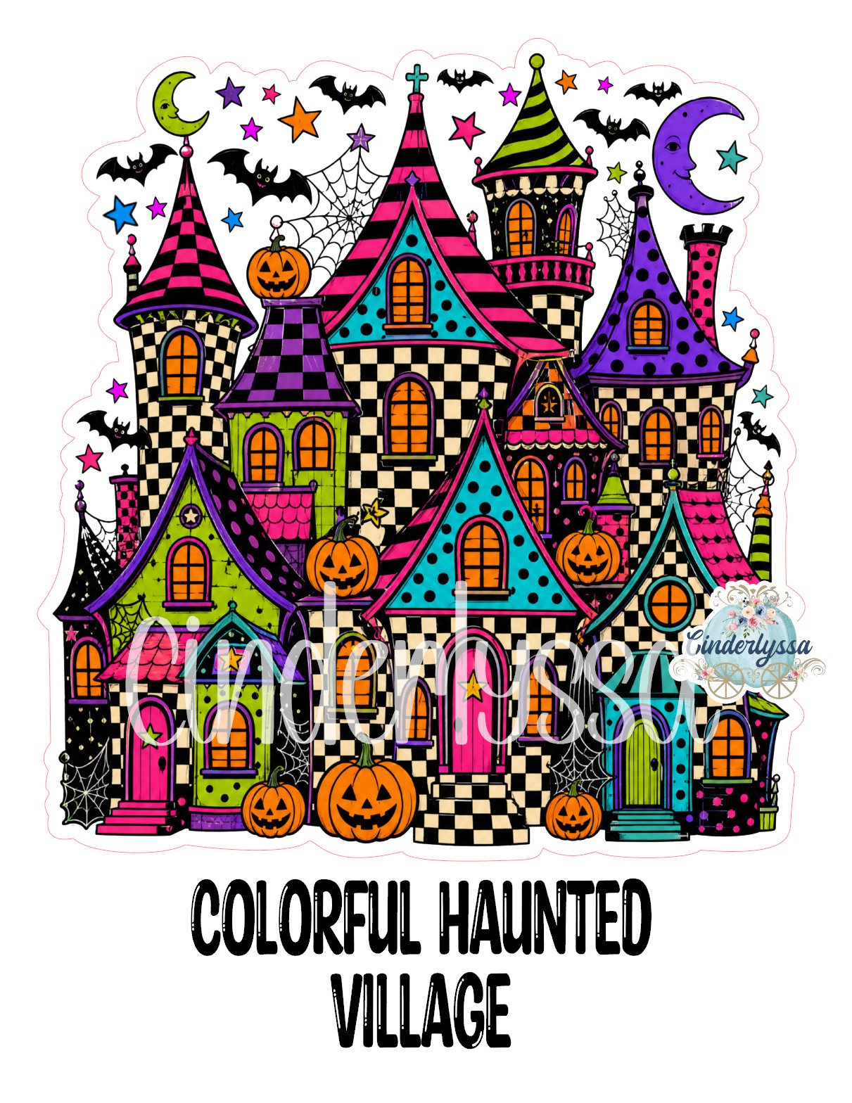Colorful Haunted Village Cardstock Silicone Mold, Aroma Bead Molds, Premium Cardstock Images